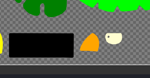 After: the same black rectangle and orange piece, now clean -- the loop and the arrow are both gone, no leftover notch.